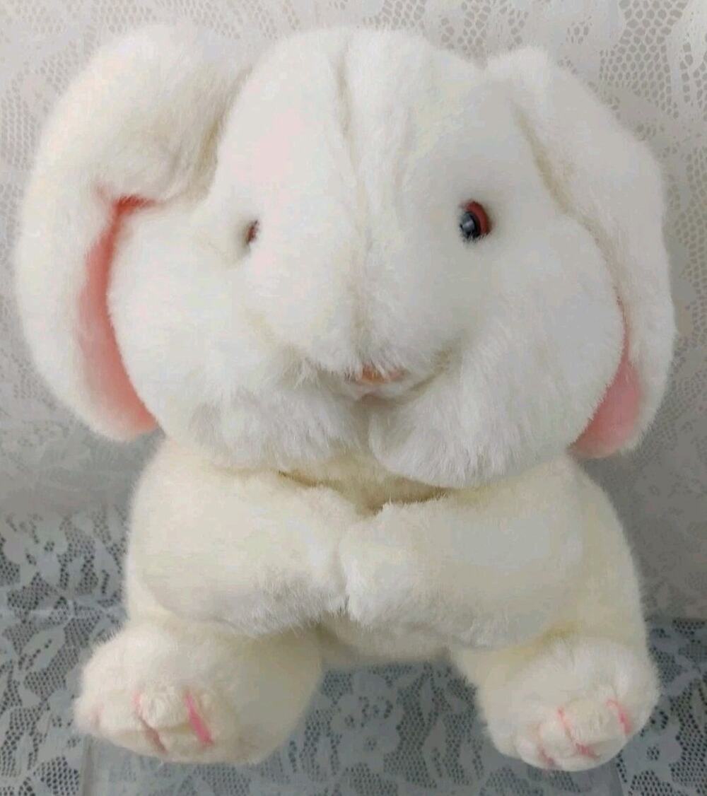 Vintage Animal Fair Bunny Rabbit White Pink Ears Eyes 11" Plush Stuffed Animal